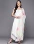 Trendy Function Readymade Suit Collection White Cotton Palazzo Straight Front View