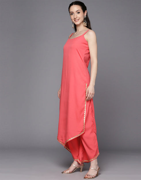 Trendy Function Readymade Suit Collection Coral Crepe Palazzo Straight Back View