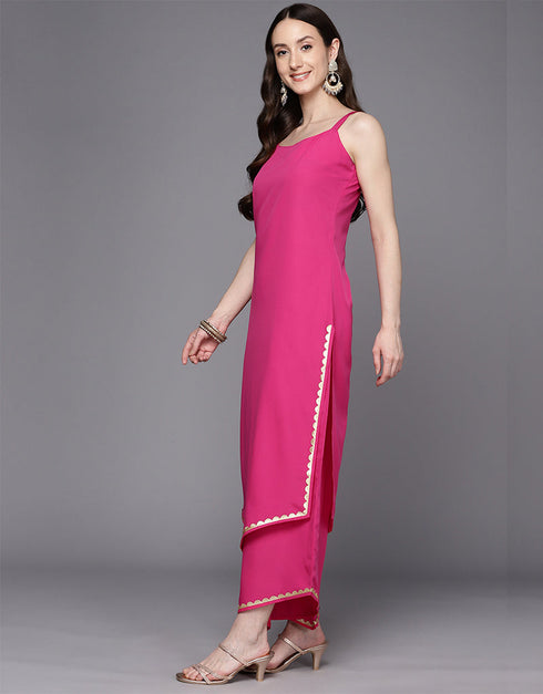 Trendy Function Readymade Suit Collection Pink Crepe Palazzo Straight Back View