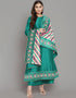 Trendy Function Readymade Suit Collection Sea Green Art Silk Palazzo Straight Front View