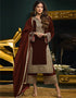 Traditional Party Wear Velvet Salwar Suit Maroon Velvet Palazzo Straight Front View