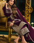 Traditional Party Wear Velvet Salwar Suit Purple Velvet Palazzo Straight Close-up View