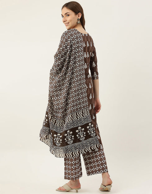 Trendy Function Readymade Suit Collection Brown Cotton Pant Straight Close-up View