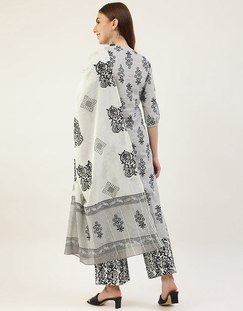 Trendy Function Readymade Suit Collection White Cotton Pant Straight Close-up View