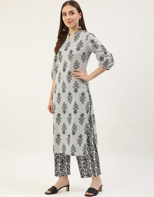 Trendy Function Readymade Suit Collection White Cotton Pant Straight Side View