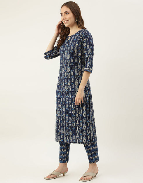 Trendy Function Readymade Suit Collection Blue Cotton Pant Straight Side View