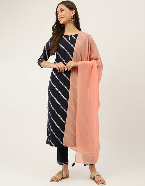 Trendy Function Readymade Suit Collection Black Crepe Pant Straight Front View