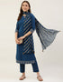 Trendy Function Readymade Suit Collection Blue Crepe Pant Straight Front View