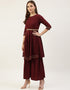 Trendy Function Readymade Suit Collection Maroon Crepe Palazzo Straight Side View