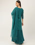 Trendy Function Readymade Suit Collection Teal Crepe Palazzo Straight Close-up View