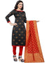 Traditional Party Wear Heavy Salwar Suit Black Banarasi Silk Pant Straight Close-up View