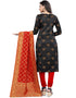 Traditional Party Wear Heavy Salwar Suit Black Banarasi Silk Pant Straight Back View