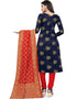 Traditional Party Wear Heavy Salwar Suit Blue Banarasi Silk Pant Straight Close-up View