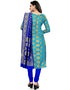 Traditional Party Wear Heavy Salwar Suit Blue Banarasi Silk Pant Straight Close-up View