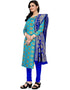 Traditional Party Wear Heavy Salwar Suit Blue Banarasi Silk Pant Straight Back View