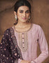 Designer Party Wear Chinon Salwar Suit Pink Chinon Pant Straight Close-up View