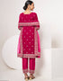 Designer Traditional Wear Velvet Salwar Suit Pink Velvet Pant Straight Close-up View