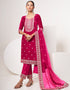Designer Traditional Wear Velvet Salwar Suit Pink Velvet Pant Straight Back View