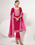 Designer Traditional Wear Velvet Salwar Suit Pink Velvet Pant Straight Front View