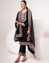 Designer Traditional Wear Velvet Salwar Suit Black Velvet Pant Straight Back View