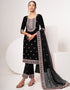Designer Traditional Wear Velvet Salwar Suit Black Velvet Pant Straight Front View