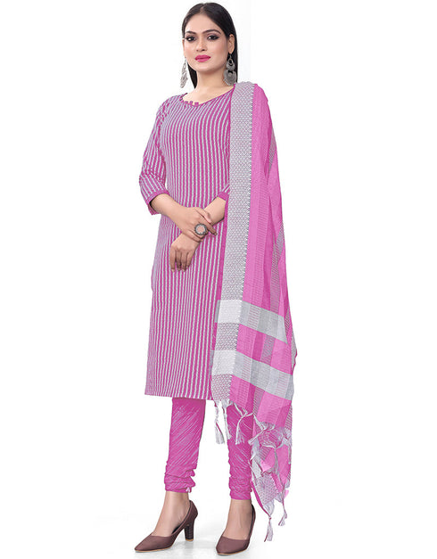 Traditional Party Wear Heavy Salwar Suit Pink Cotton Pant Straight Front View