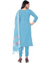 Traditional Party Wear Heavy Salwar Suit Blue Cotton Pant Straight Close-up View