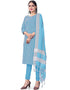 Traditional Party Wear Heavy Salwar Suit Blue Cotton Pant Straight Back View