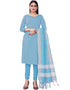 Traditional Party Wear Heavy Salwar Suit Blue Cotton Pant Straight Front View