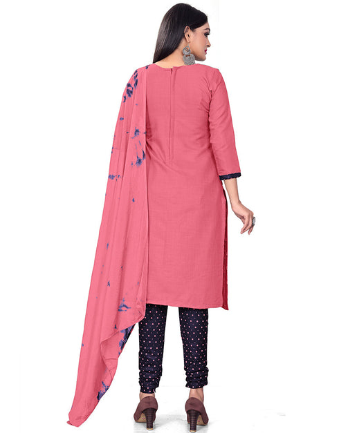 Traditional Party Wear Heavy Salwar Suit Pink Cotton Slab Pant Straight Close-up View