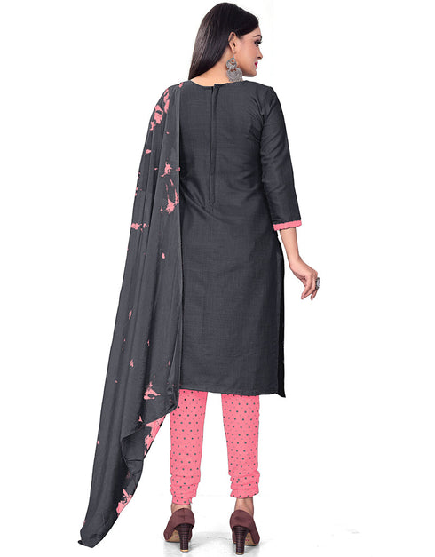Traditional Party Wear Heavy Salwar Suit Black Cotton Slab Pant Straight Close-up View