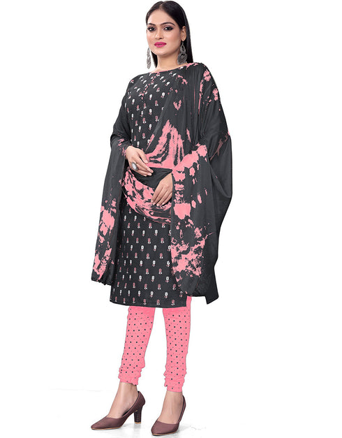 Traditional Party Wear Heavy Salwar Suit Black Cotton Slab Pant Straight Back View