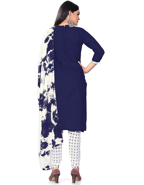 Traditional Party Wear Heavy Salwar Suit Blue Cotton Slab Pant Straight Close-up View