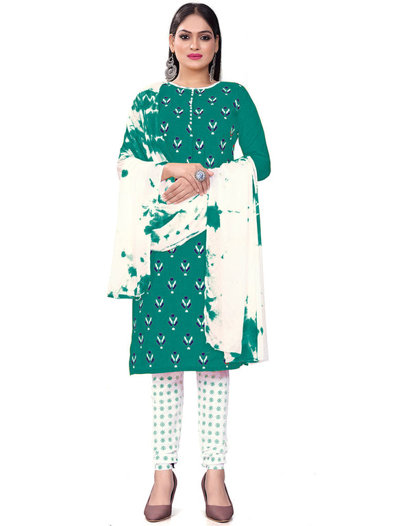 Traditional Party Wear Heavy Salwar Suit Rama Cotton Slab Pant Straight Front View