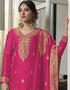 Designer Traditional Wear Viscose Silk Salwar Suit Pink Viscose Silk Pant Straight Close-up View