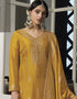 Designer Traditional Wear Viscose Silk Salwar Suit Yellow Viscose Silk Pant Straight Close-up View
