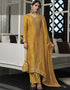 Designer Traditional Wear Viscose Silk Salwar Suit Yellow Viscose Silk Pant Straight Front View