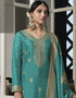 Designer Traditional Wear Viscose Silk Salwar Suit Blue Viscose Silk Pant Straight Close-up View