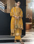 Designer Traditional Wear Viscose Silk Salwar Suit Yellow Viscose Silk Pant Straight Front View