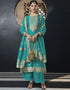 Designer Traditional Wear Viscose Silk Salwar Suit Blue Viscose Silk Pant Straight Front View