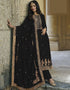 Designer Traditional Wear Viscose Silk Salwar Suit Black Viscose Silk Pant Straight Front View