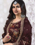 Trendy Traditional Party Wear Salwar Suit Maroon Georgette Palazzo Straight Close-up View