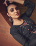 Trendy Traditional Party Wear Salwar Suit Blue Georgette Palazzo Straight Close-up View