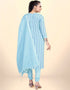 Trendy Traditional Party Wear Salwar Suit Blue Cotton Pant Straight Close-up View