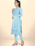 Trendy Traditional Party Wear Salwar Suit Blue Cotton Pant Straight Back View