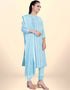 Trendy Traditional Party Wear Salwar Suit Blue Cotton Pant Straight Front View