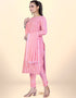 Trendy Traditional Party Wear Salwar Suit Pink Cotton Pant Straight Back View
