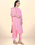 Trendy Traditional Party Wear Salwar Suit Pink Cotton Pant Straight Front View
