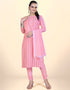 Trendy Traditional Party Wear Salwar Suit Pink Cotton Pant Straight Front View