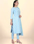 Trendy Traditional Party Wear Salwar Suit Blue Cotton Pant Straight Back View
